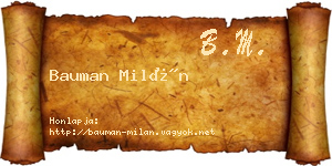 Bauman Milán névjegykártya