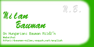 milan bauman business card